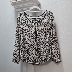 Torrid Black and Cream Leopard Blouse